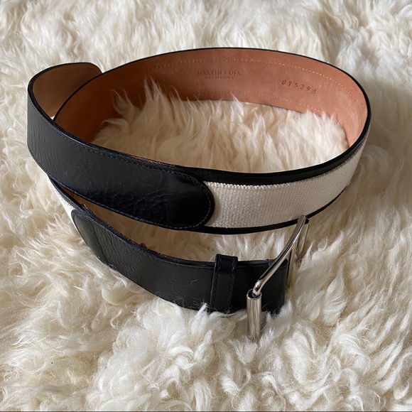 Martin + OSA leather and canvas contrast wide statement belt - Picture 8 of 11